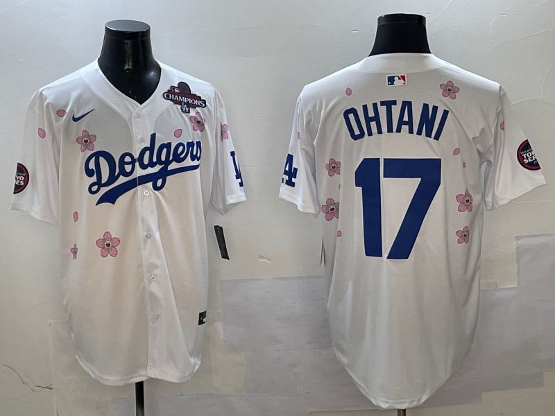 Men Los Angeles Dodgers #17 Ohtani White Sakura Edition 2025 Nike MLB Jersey style 3->los angeles dodgers->MLB Jersey